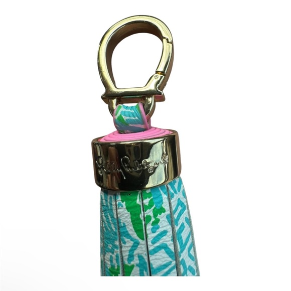 Lilly Pulitzer ~ Green and Gold Floral Large Leather Tassel - Picture 5 of 5